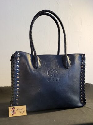 Navy Blue Gucci Studded Tote